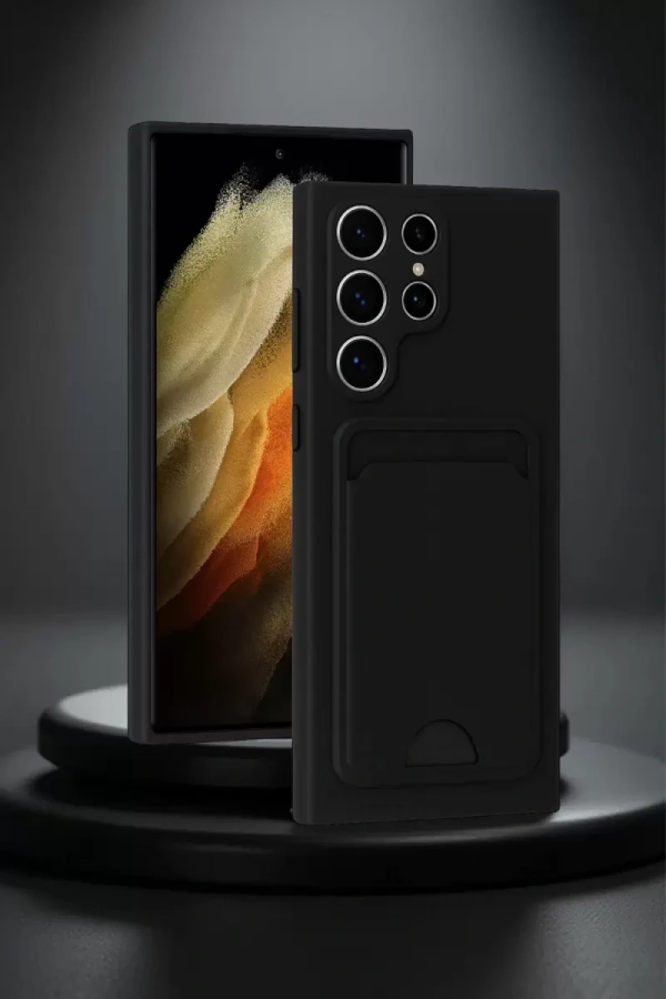 Samsung Galaxy S24 Ultra Kılıf Kelvin Kartvizitli Silikon - Siyah