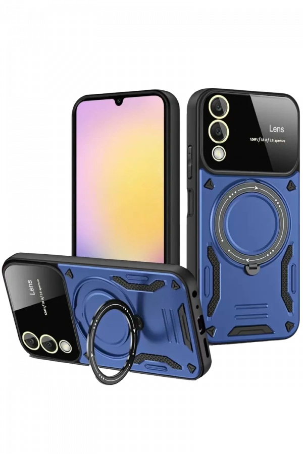 Samsung Galaxy S25 Edge Kılıf Joy Lens Standlı Kapak - Lacivert