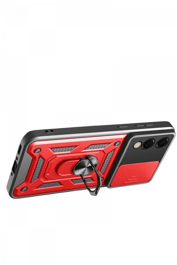 Samsung Galaxy S25 Edge Pars Lens Yüzüklü Silikon - Kırmızı