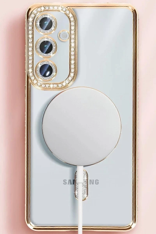 Samsung Galaxy S25 Kılıf Joke Simli Magneticsafe Kılıf - Mavi