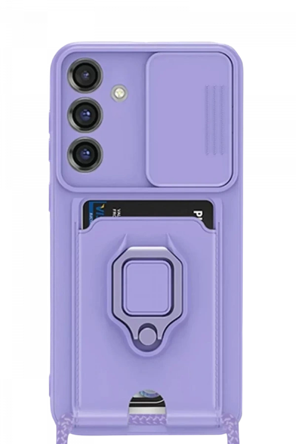 Samsung Galaxy S25 Plus Kılıf Zuma Kartvizitli Yüzüklü Silikon - Lila