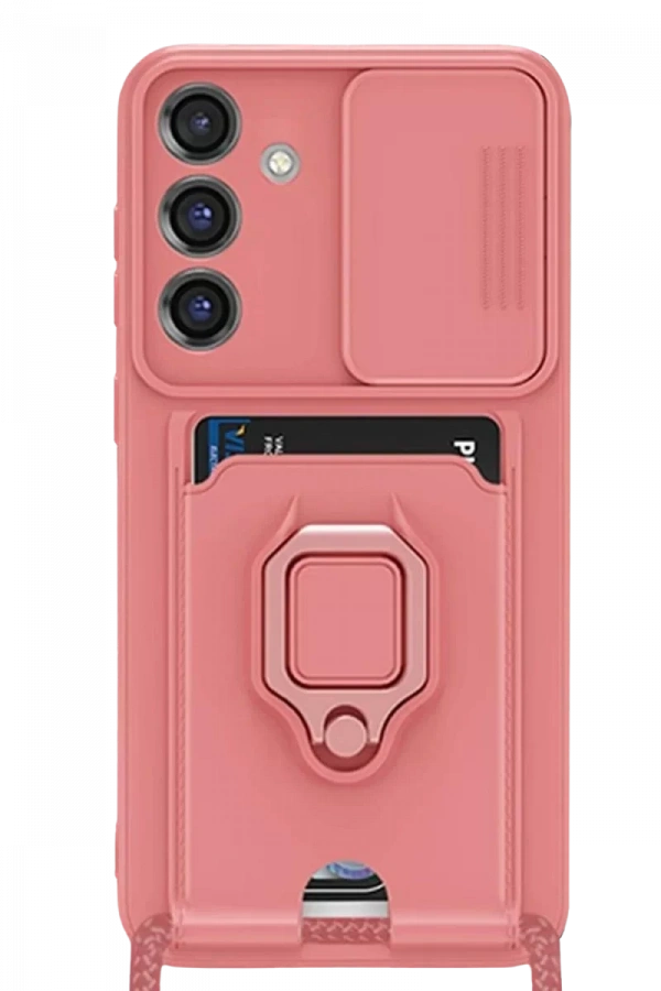 Samsung Galaxy S25 Plus Kılıf Zuma Kartvizitli Yüzüklü Silikon - Pembe