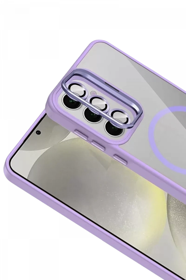 Samsung Galaxy S25 Remim Lensli Magsafe Standlı Kapak - Lila