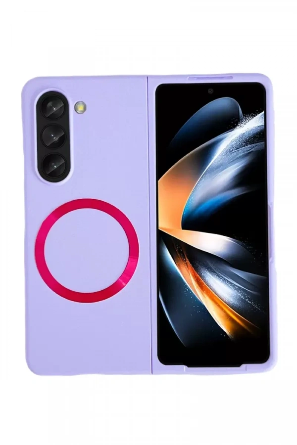 Samsung Galaxy Z Fold 5 Kılıf Mata Fold Kapak - Lila