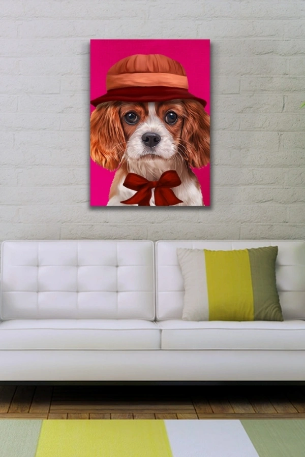 Şapkalı Köpek Kanvas Tablo 50 x 70