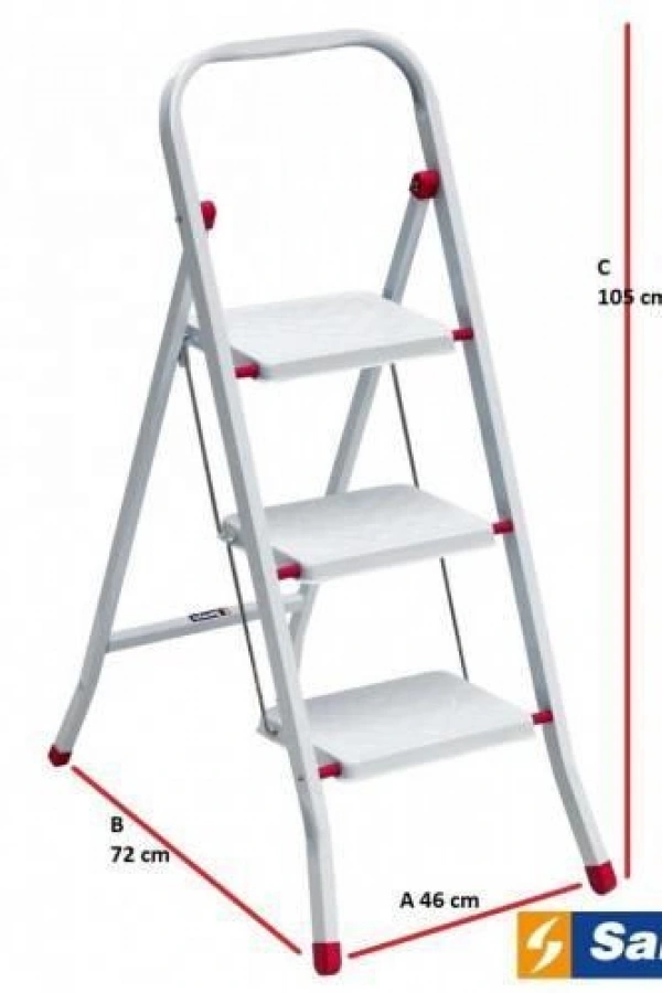 Saraylı Pratik Metal Merdiven Beyaz 3 Basamaklı