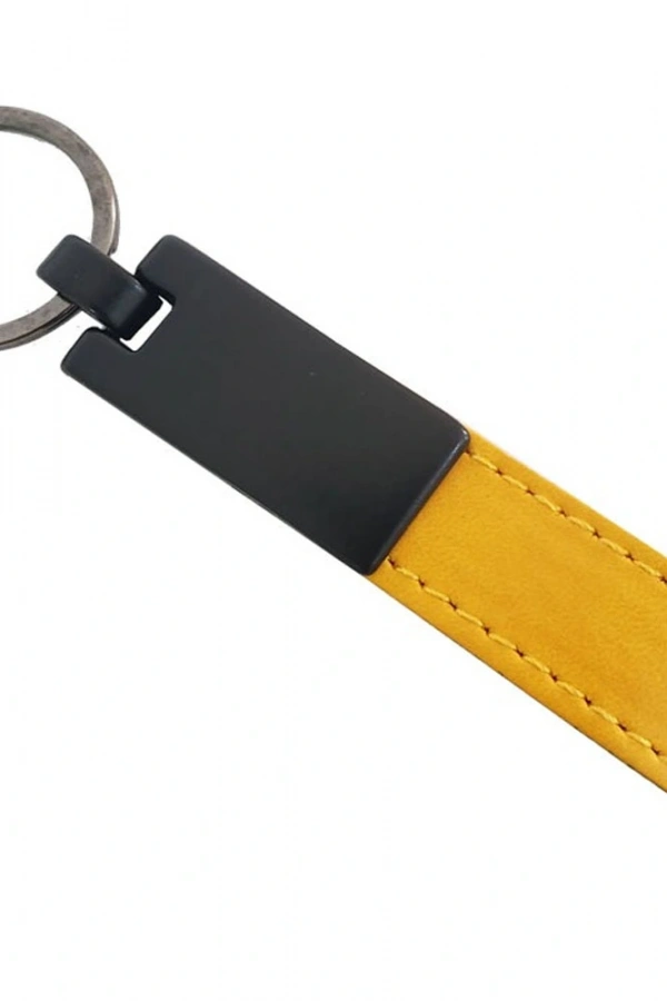 Sarı Deri Metal Anahtarlık