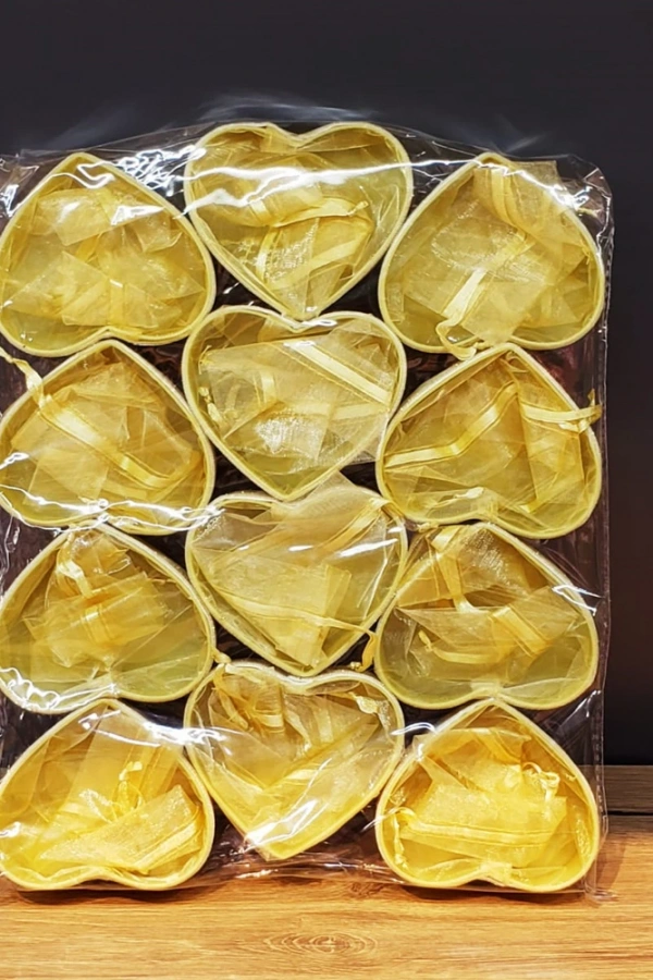 Sarı Kalpli Tül Kese