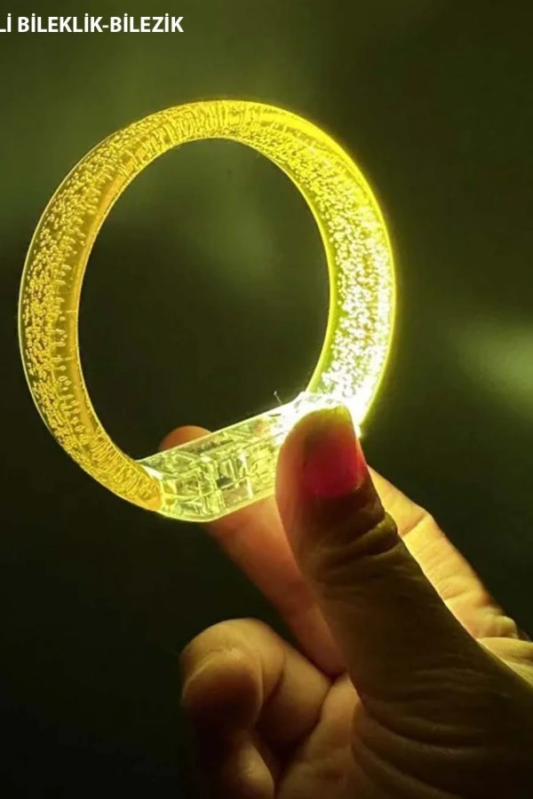 Sarı Led Işıklı Baskı Yapılabilen Pilli Bileklik Bilezik