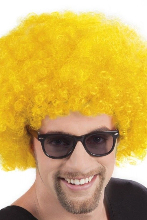 Sarı Renk Kıvırcık Afro Bonus Peruk
