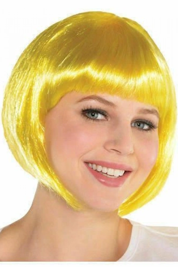 Sarı Renk Parti Peruğu Kısa Küt Saç