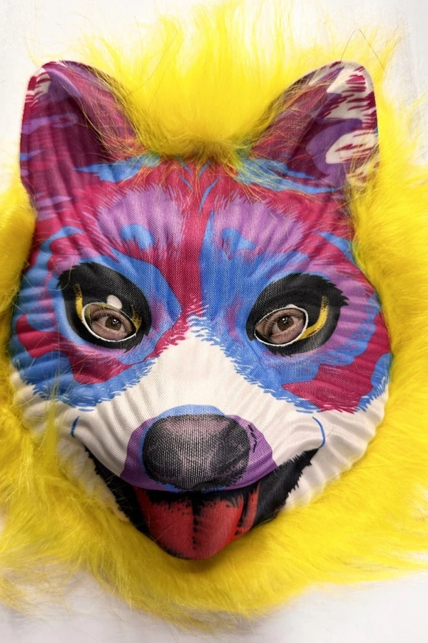 Sarı Saçlı Sevimli Köpek Maskesi Mega Peluş 35 No