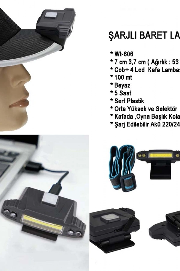 Şarjlı Baret Lambası Watton Wt-606