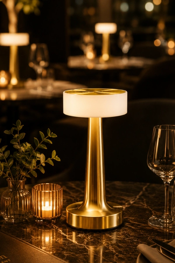 Şarjlı Gold Mantar Masa Lambası Dimmer Ayarlı Kablosuz LED Lamba