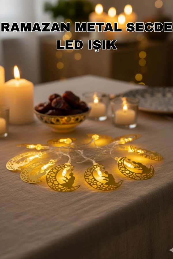 Secde Eden Adam Figürlü Ay Tasarımlı Ramazan LED Işık
