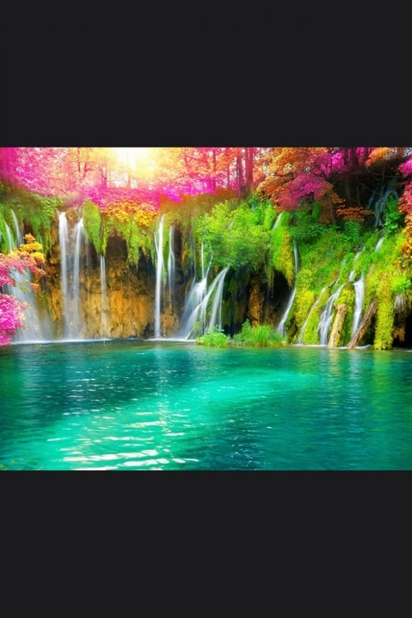 Şelale ve Göl Resmi Kanvas Tablo 60 x 120