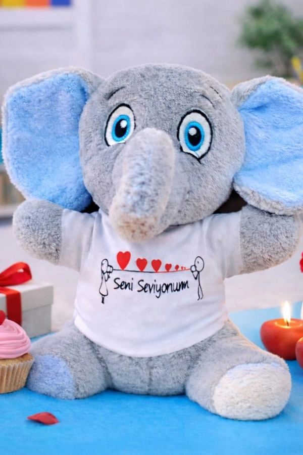 Seni Seviyorum Tişörtlü Peluş Fil
