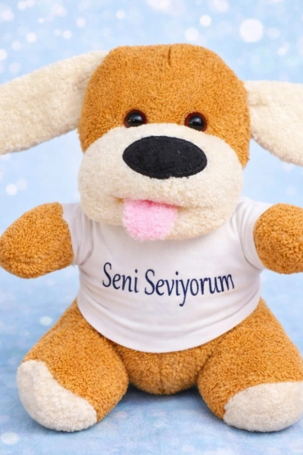 Seni Seviyorum Tişörtlü Sevimli Peluş Köpek