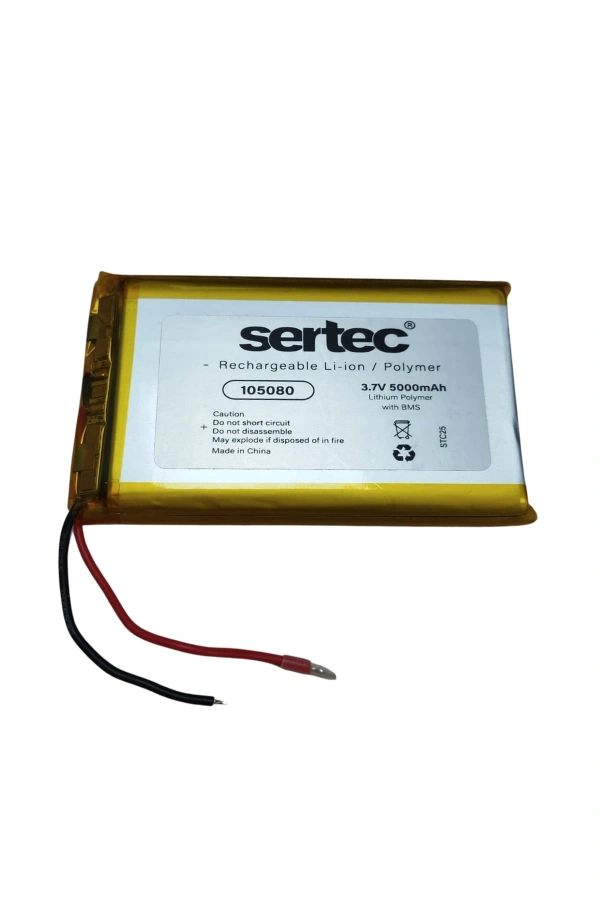 Sertec 105080 3.7V 5000 mAh Li-Polymer Pil (Devreli/1.5A)