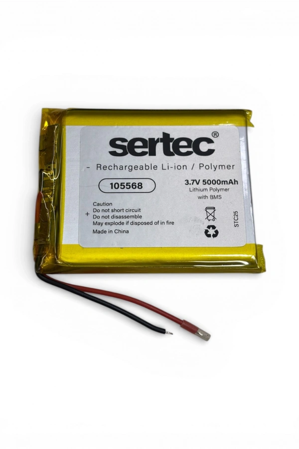 Sertec 105568 3.7V 5000 mAh Li-Polymer Pil (Devreli/1.5A)