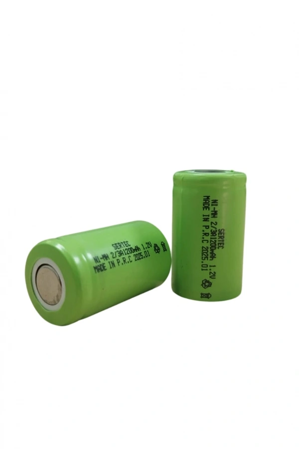 Sertec - 1.2V 1200 Mah - 2/3A - Ni-MH Şarjlı Pil - (Başsız / Flat Head)