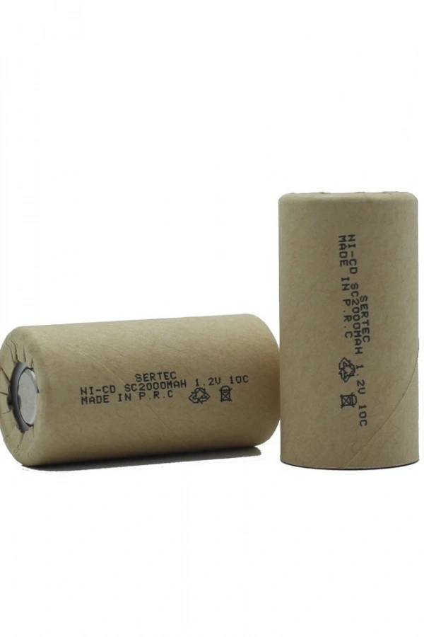 Sertec 1.2V Ni-Cd SC 2000 Mah Kağıt Şarjlı Pil 10C (Başsız/Flat Head)
