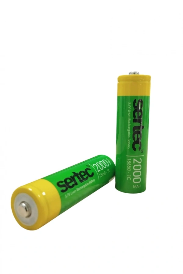 Sertec 18650 3.7V 2000 Mah 1C Li-ion Şarjlı Pil Başlı