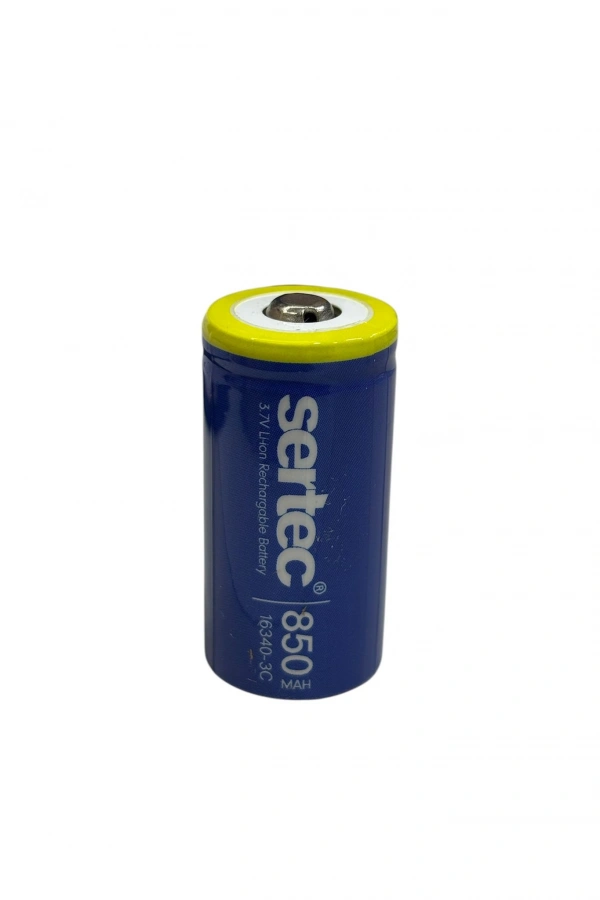 Sertec 3.7V Li-ion 16340 - 850 mAh 3C Başlı Şarjlı Pil