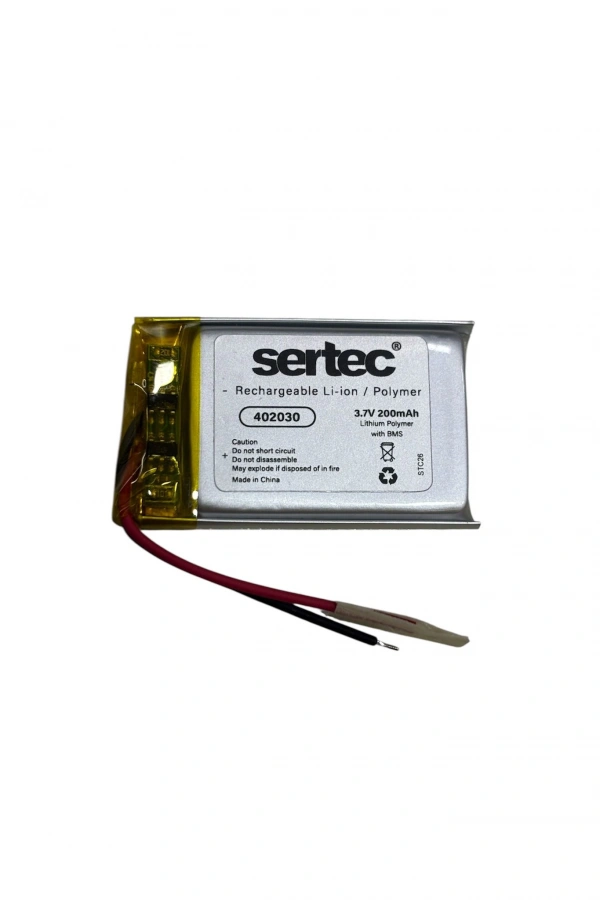 Sertec 402030 3.7V 200mAh Li-Polymer Pil (Devreli/1.5A)