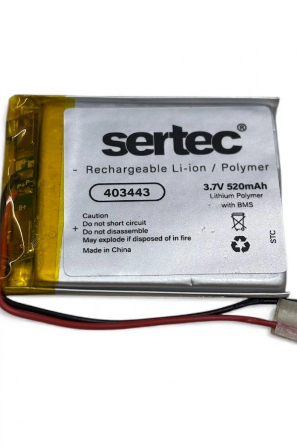 Sertec 403443 3.7V 520 MAh Li-Polymer Pil (Devreli/1.5A)