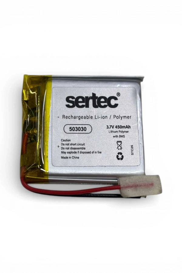 Sertec 503030 3.7V 450mAh Li-Polymer Pil (Devreli/1.5A)