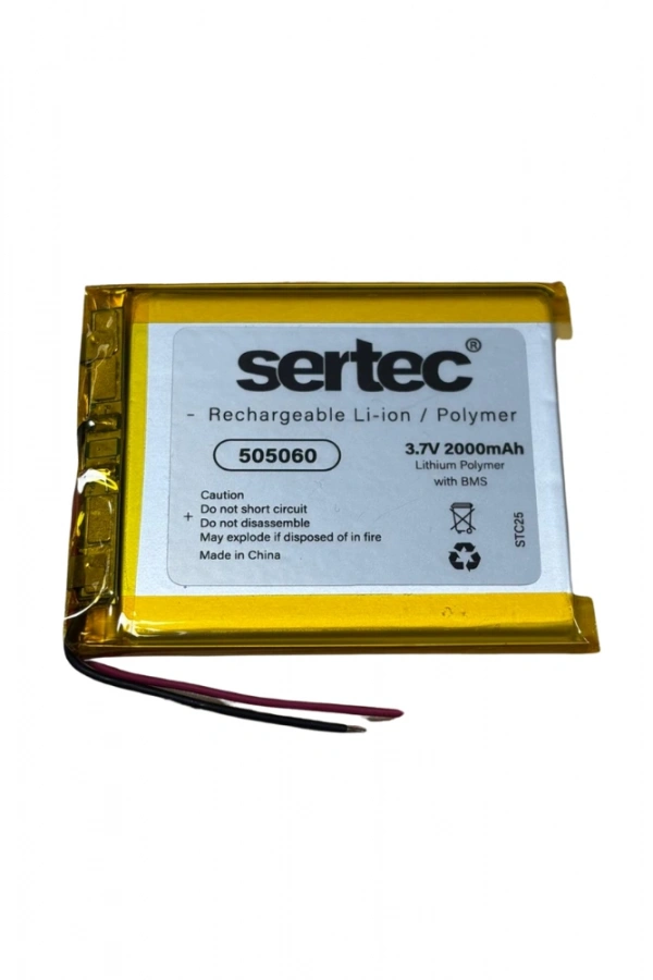 Sertec 505060 3.7V 2000 mAh Li-Polymer Pil (Devreli/1.5A)