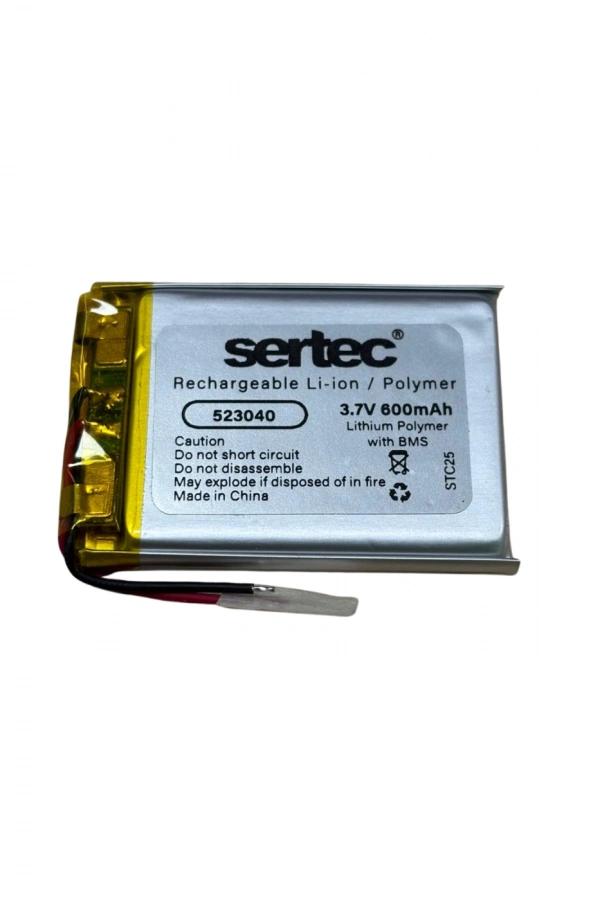 Sertec 523040 3.7V 600 MAh Li-Polymer Pil (Devreli/1.5A)