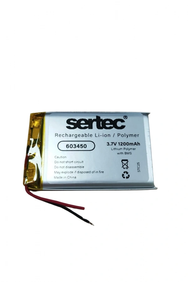 Sertec 603450 3.7V 1200 MAh Li-Polymer Pil (Devreli/1.5A)