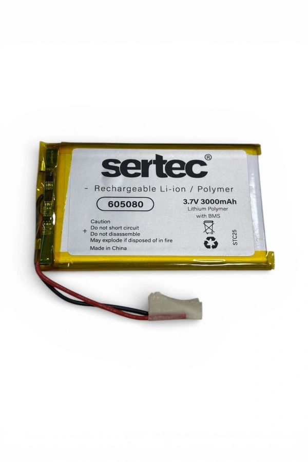 Sertec 605080 3.7V 3000 mAh Li-Polymer Pil (Devreli/1.5A)