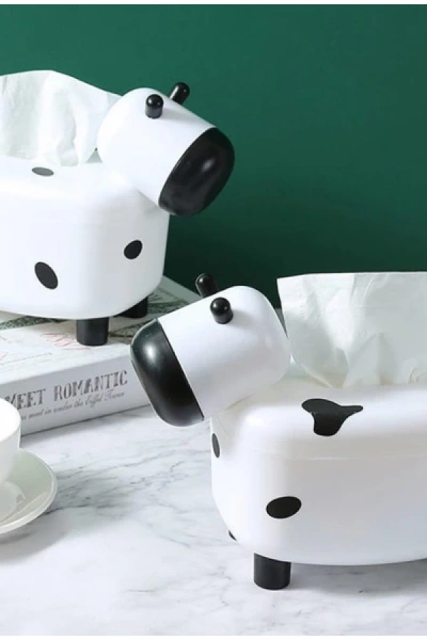 Sevimli İnek Tasarımlı Mıknatıslı Tuzluk ve Peçetelik