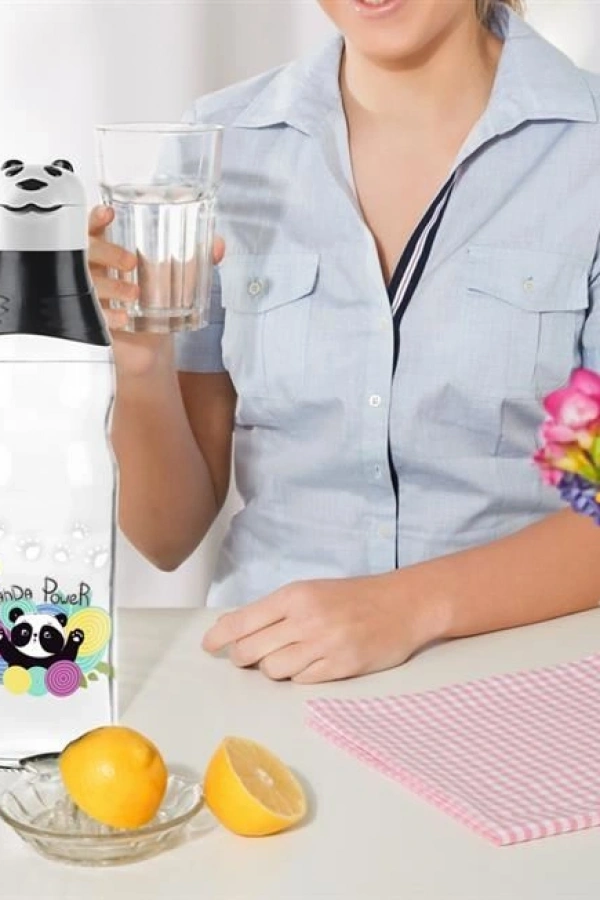 Sevimli Panda Tasarımlı Cam Suluk  Sızdırmaz 1000 ML