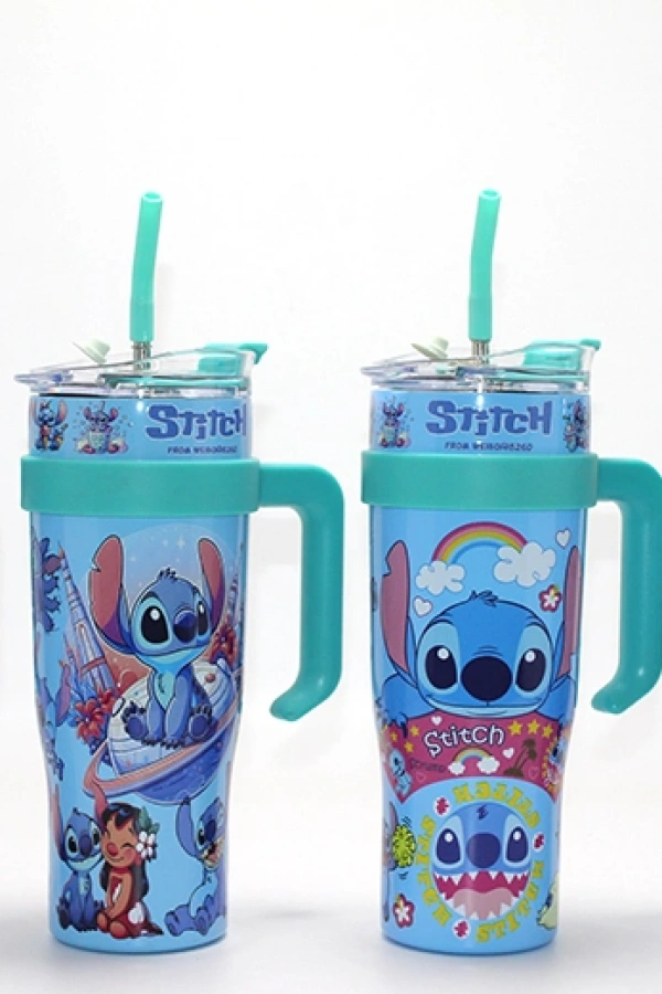 Sevimli Stitch Pipetli Termos Suluk