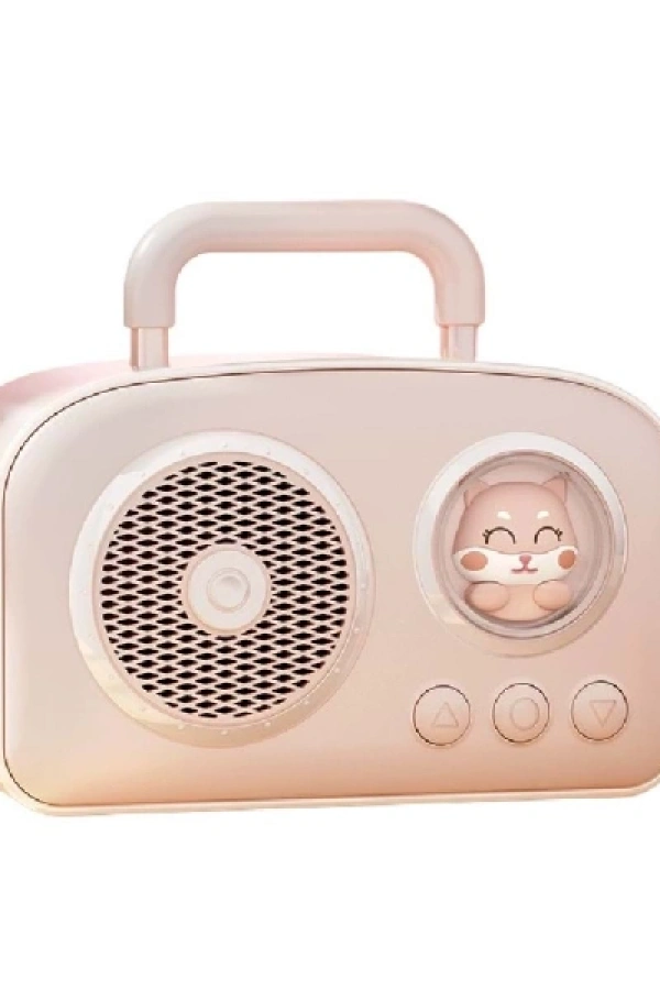 Sevimli Tasarımlı Taşınabilir Radyolu Bluetooth Hoparlör Pembe