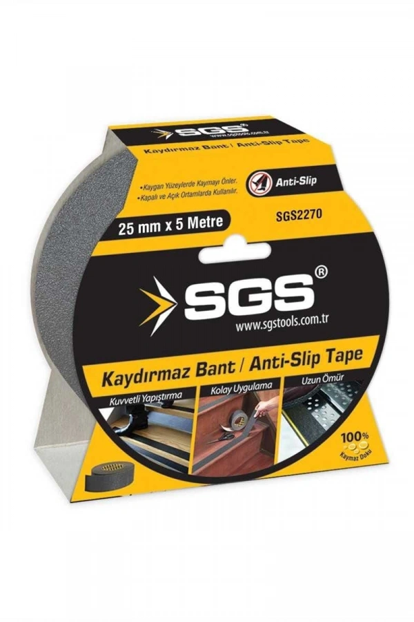 Sgs 2270 Siyah Kaydırmaz Bant 25 mm 5 Metre