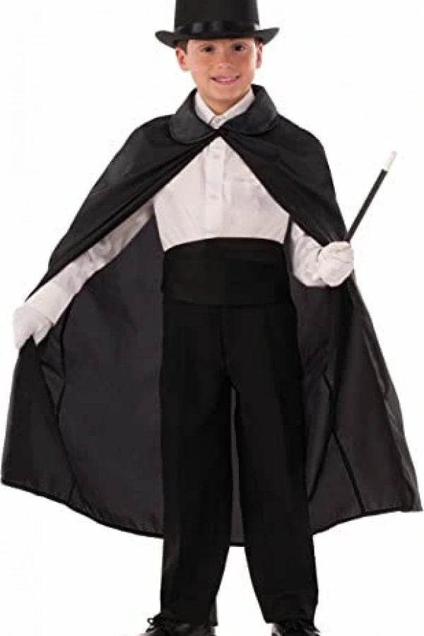 Sihirbaz Pelerini ve Sihirbaz Şapkası Siyah Renk Çocuk Boy