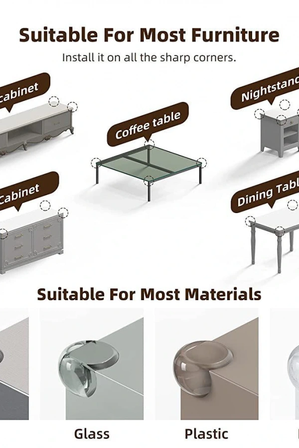 Silikon Şeffaf Masa Kenarı Köşe Koruması