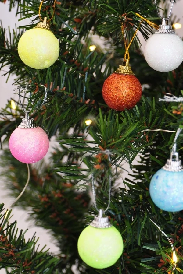 Simli Asorti Ağaç Süsleme Topları 12li - 3cm -