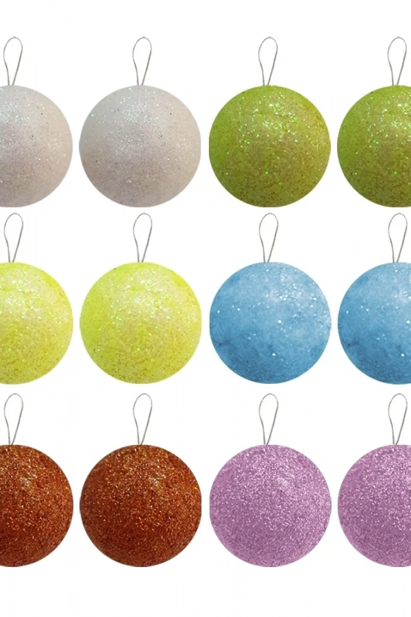 Simli Asorti Ağaç Süsleme Topları 12li - 3cm -