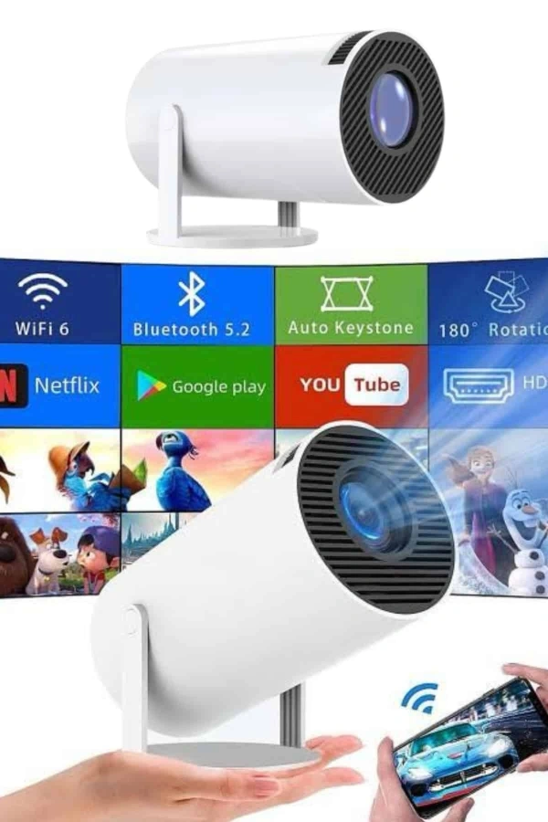 Sinema Projektörü Android HDMI USB WİFİ Ses Çıkışlı Ayaklı Projeksiyon Taşınabilir
