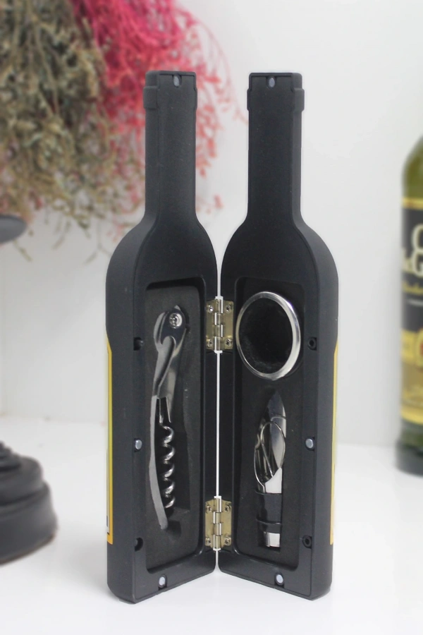 Şişe Tirbuşon Seti Küçük Boy Siyah Renk