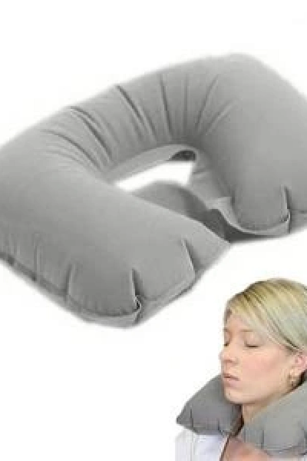 Şişme Seyahat Yastığı Gri Lacivert