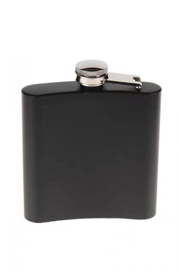 Siyah 6 oz Çelik Cep İçki Kanyak Matarası