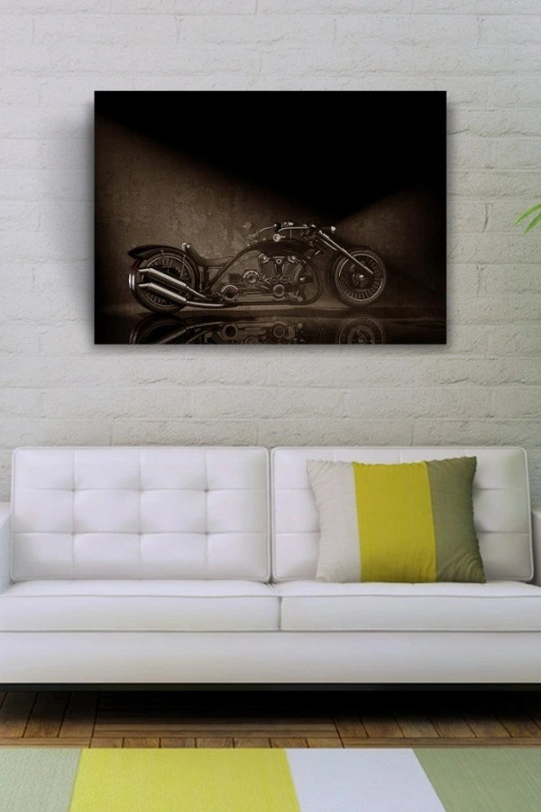 Siyah  Chopper Concept Motosiklet Kanvas Tablo 50 x 70
