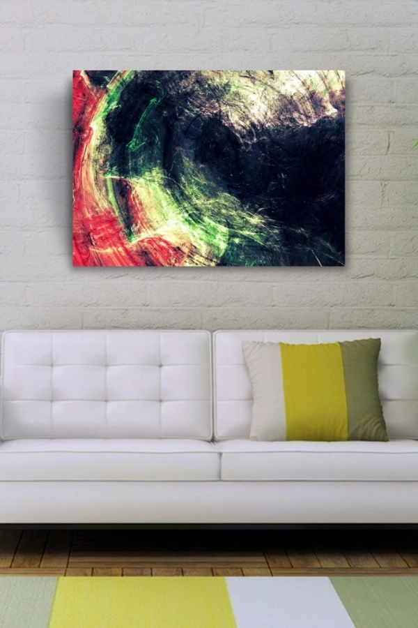 Siyah, Gri ve Kırmızı Soyut Kanvas Tablo 50 x 70